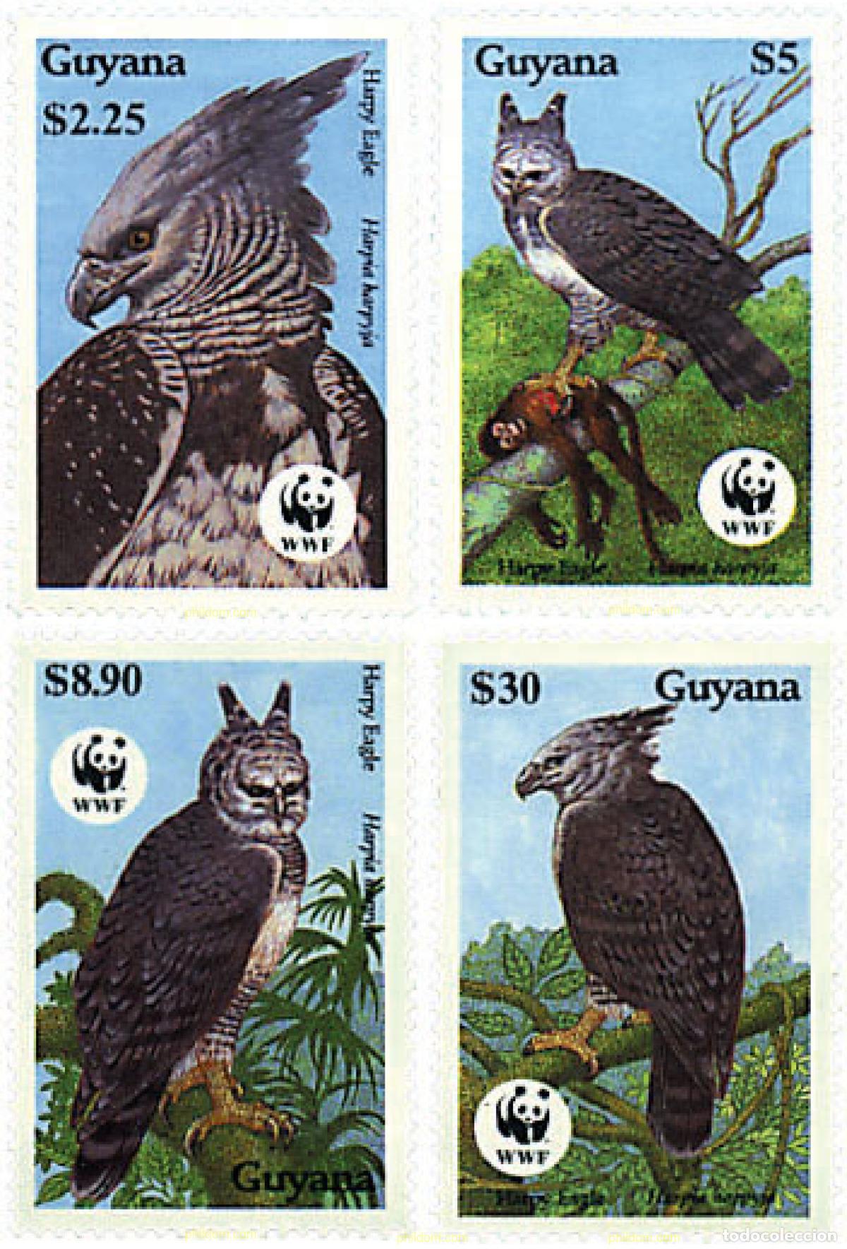 Sellos: 74954 MNH GUYANA 1990 AGUILA ARPIA