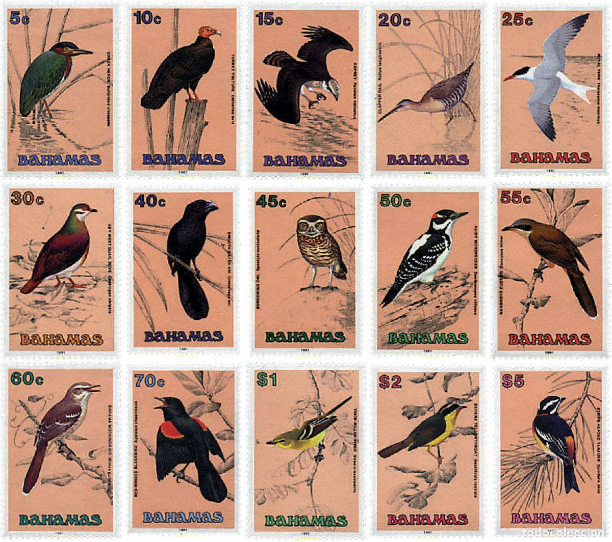 Sellos: 34983 MNH BAHAMAS 1991 FAUNA. AVES