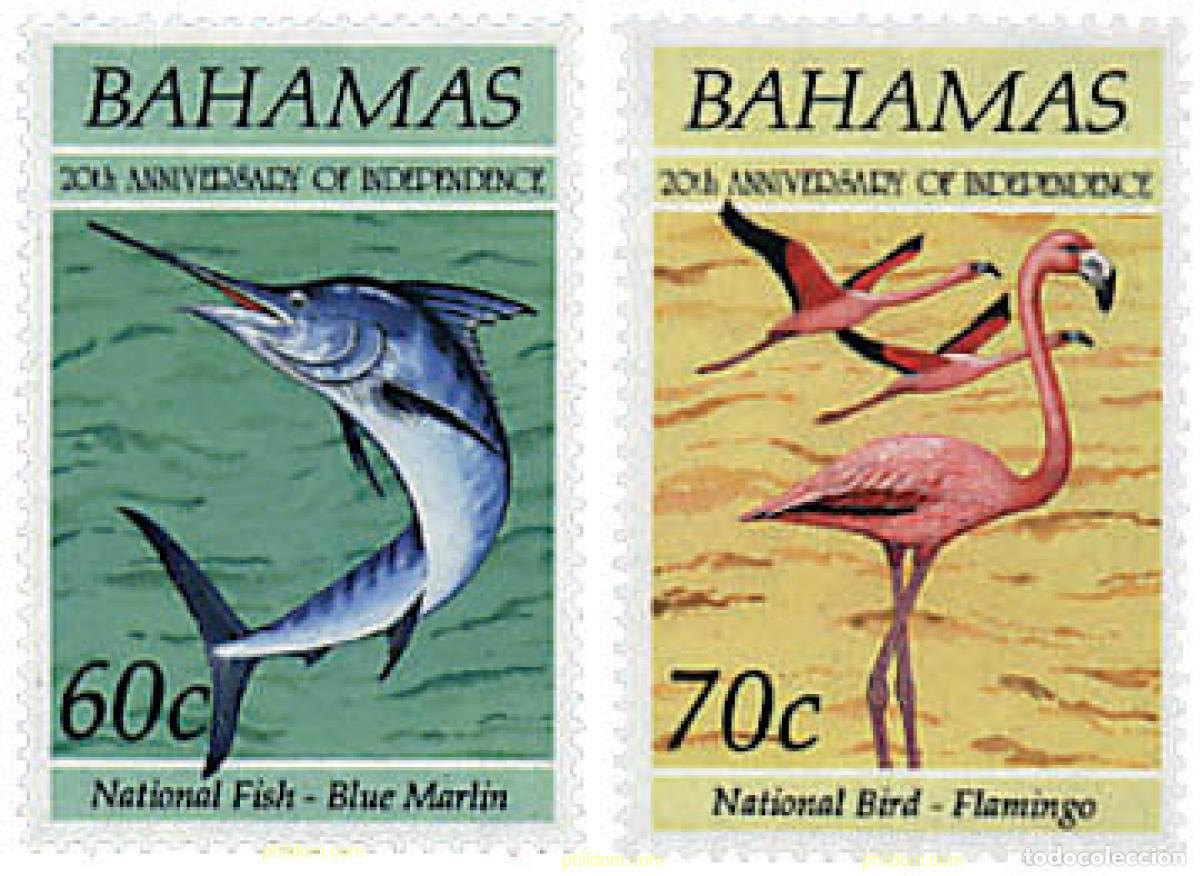 Sellos: 588995 MNH BAHAMAS 1993 20 ANIVERSARIO DE LA INDEPENDENCIA. SIMBOLOS NACIONALES