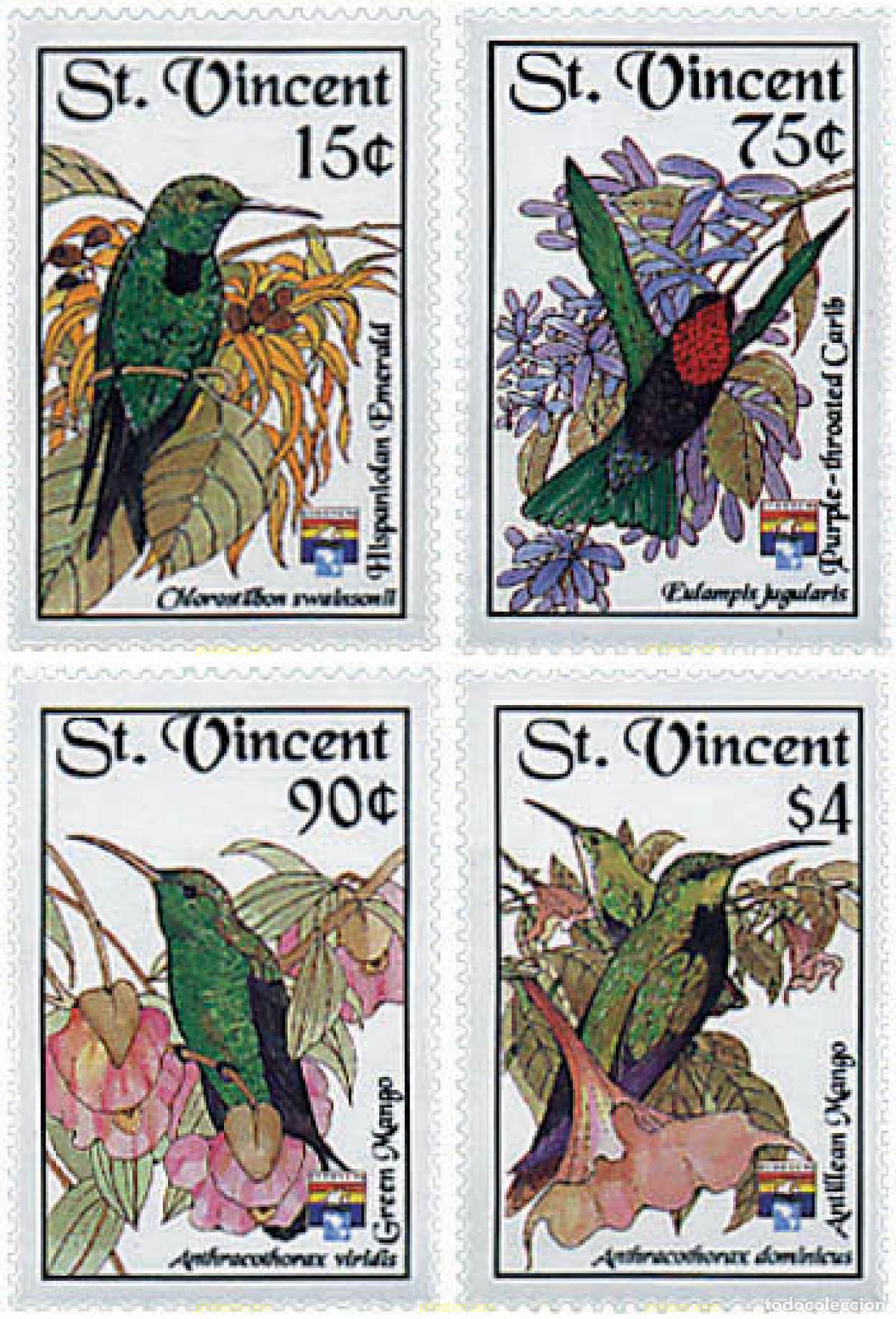 Sellos: 360196 MNH SAN VICENTE 1992 GENOVA 92. EXPOSICION FILATELICA INTERNACIONAL. AVES