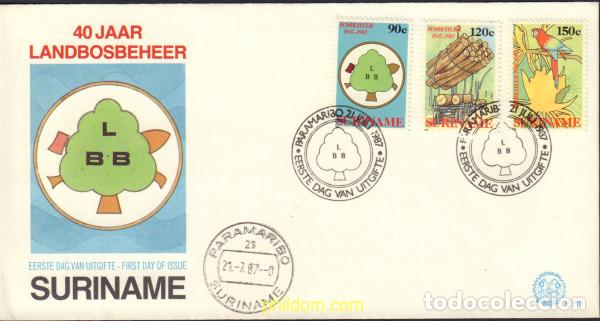 Sellos: 399119 MNH SURINAM 1987 40 ANIVERSARIO DE LA COMISION NACIONAL DE LOS BOSQUES