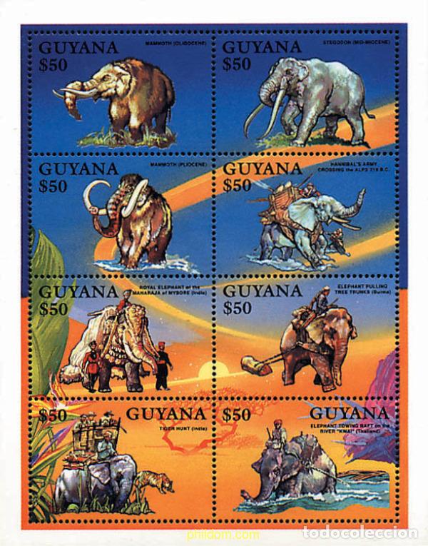 Sellos: 245073 MNH GUYANA 1992 ELEFANTES