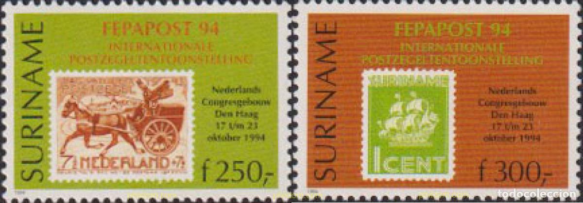 Sellos: 29610 MNH SURINAM 1994 EXPOSICION FILATELICA INTERNACIONAL EN LA HAYA FEPAPOST-94.
