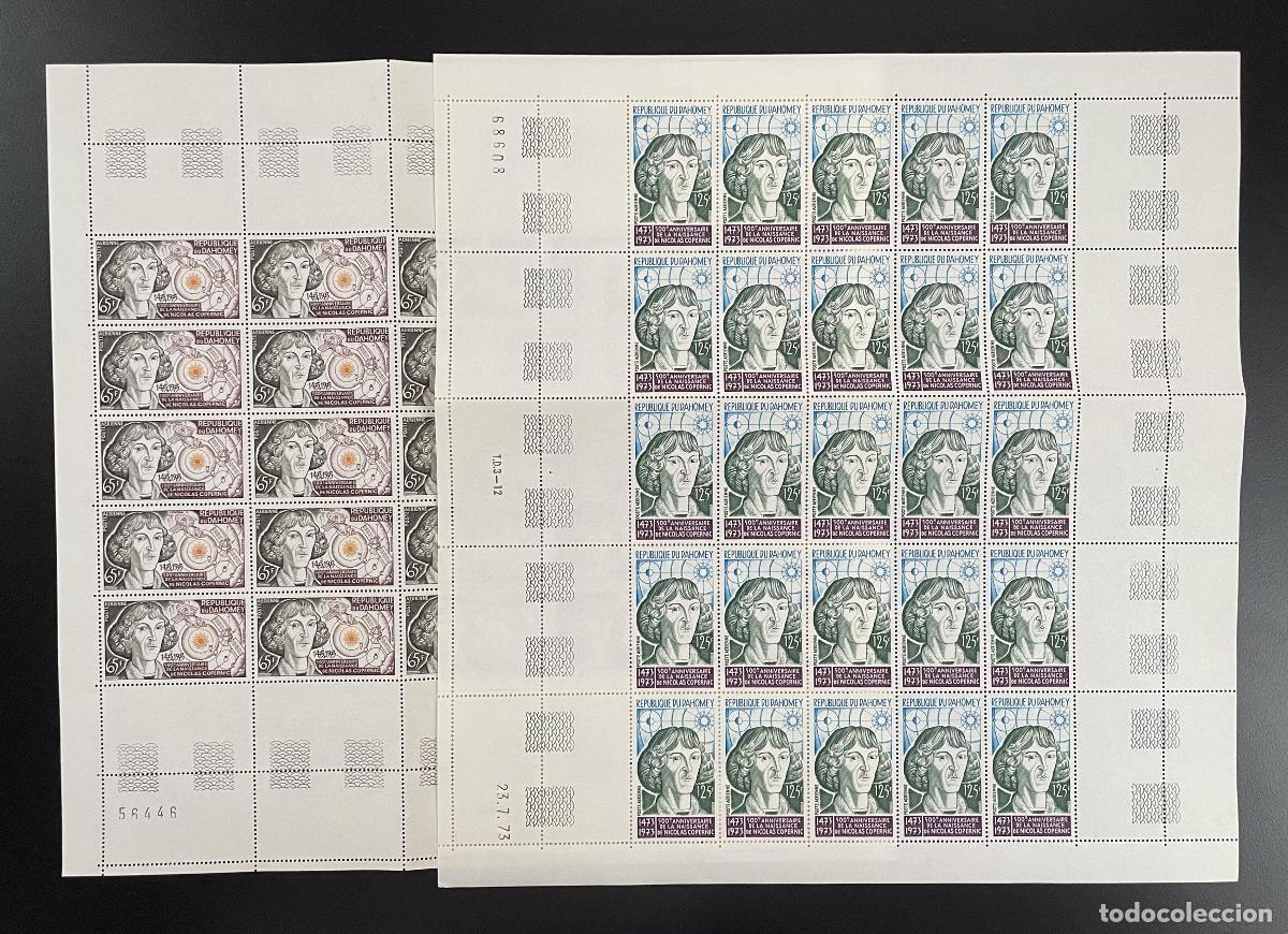 Sellos: Dahomey 1973 YT PA 188-189 tabl&oacute;n Astronom&iacute;a copernica Nicol&aacute;s Cop&eacute;rnico