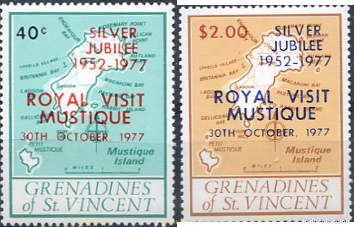 Sellos: 320421 MNH SAN VICENTE GRANADINAS 1977 VISITA REAL A MUSTIQUE