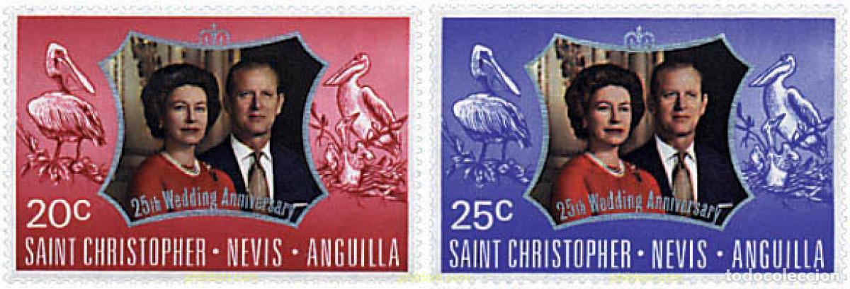 Sellos: 57539 MNH SAN CRISTOBAL-NEVIS-ANGUILLA 1972 BODAS DE PLATA DE ISABEL II