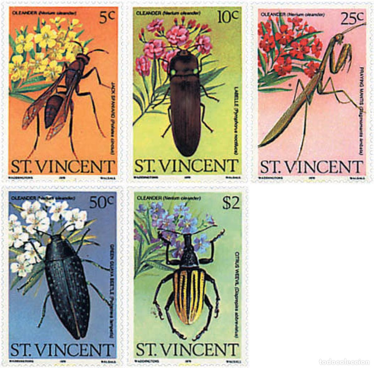 Sellos: 93208 MNH SAN VICENTE 1979 FLORES E INSECTOS