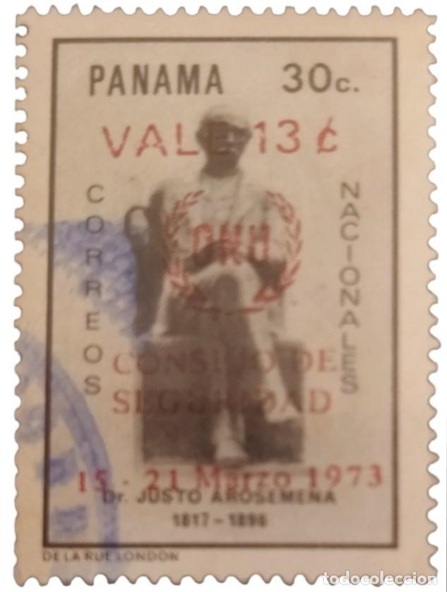 Sellos: PANAM&Aacute; 1973 Sobrecargado &rdquo;O.N.U. CONSEJO DE SEGURIDAD 15 - 21 Marzo 1973&rdquo;. USADO.