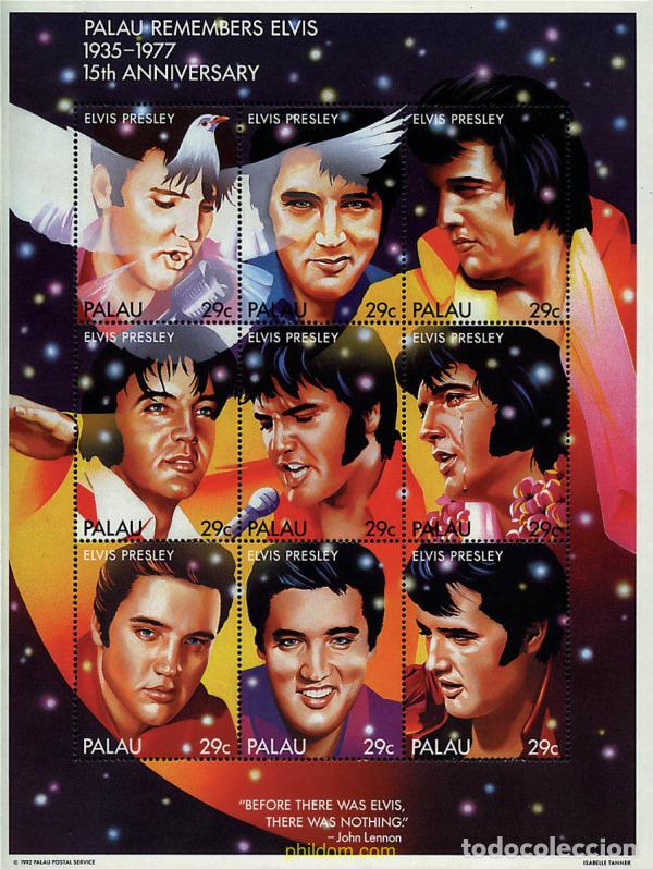 Sellos: 80481 MNH PALAU 1992 15 ANIVERSARIO DE LA MUERTE DE ELVIS PRESLEY
