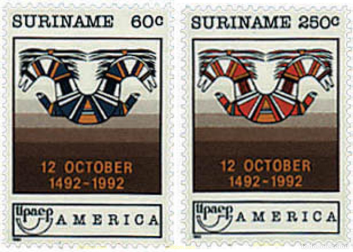 Sellos: 30851 MNH SURINAM 1992 AMERICA-UPAEP 1992 - V CENTENARIO DEL DESCUBRIMIENTO