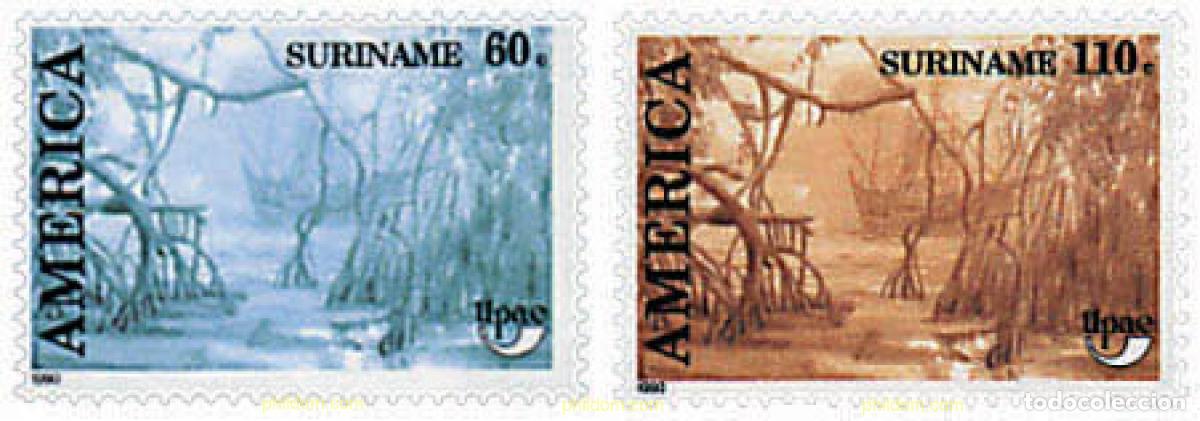 Sellos: 30838 MNH SURINAM 1990 AMERICA-UPAEP 1990 - EL MEDIO NATURAL QUE VIERON LOS DESCUBRIDORES