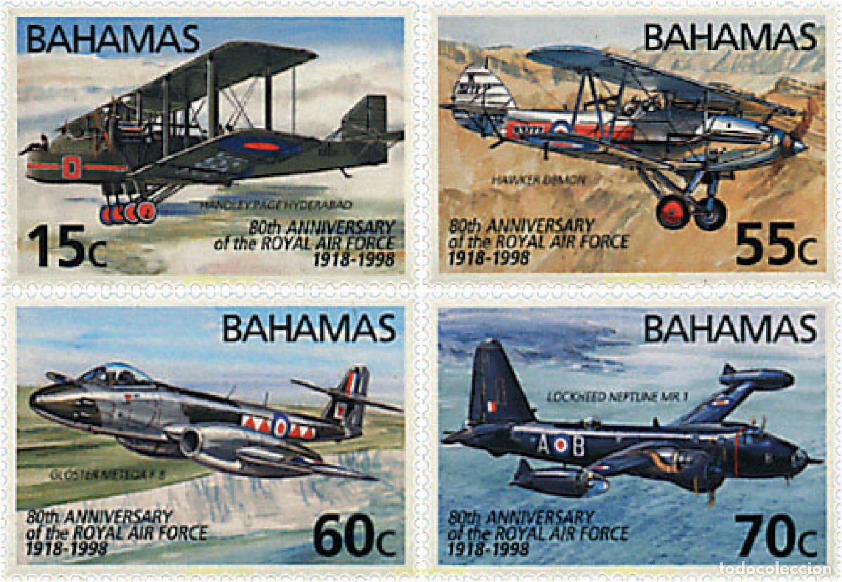 Sellos: 47517 MNH BAHAMAS 1998 80 ANIVERSARIO DE LA ROYAL AIR FORCE