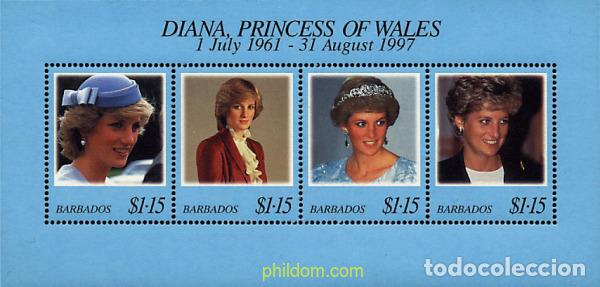 Sellos: 30787 MNH BARBADOS 1998 HOMENAJE A DIANA. PRINCESA DE GALES (1961-1997)