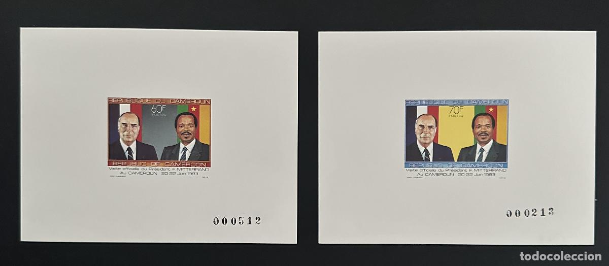 Sellos: Banderas Mitterrand Biya de Camer&uacute;n 1985 Mi. 1081 - 1082 a prueba lujo