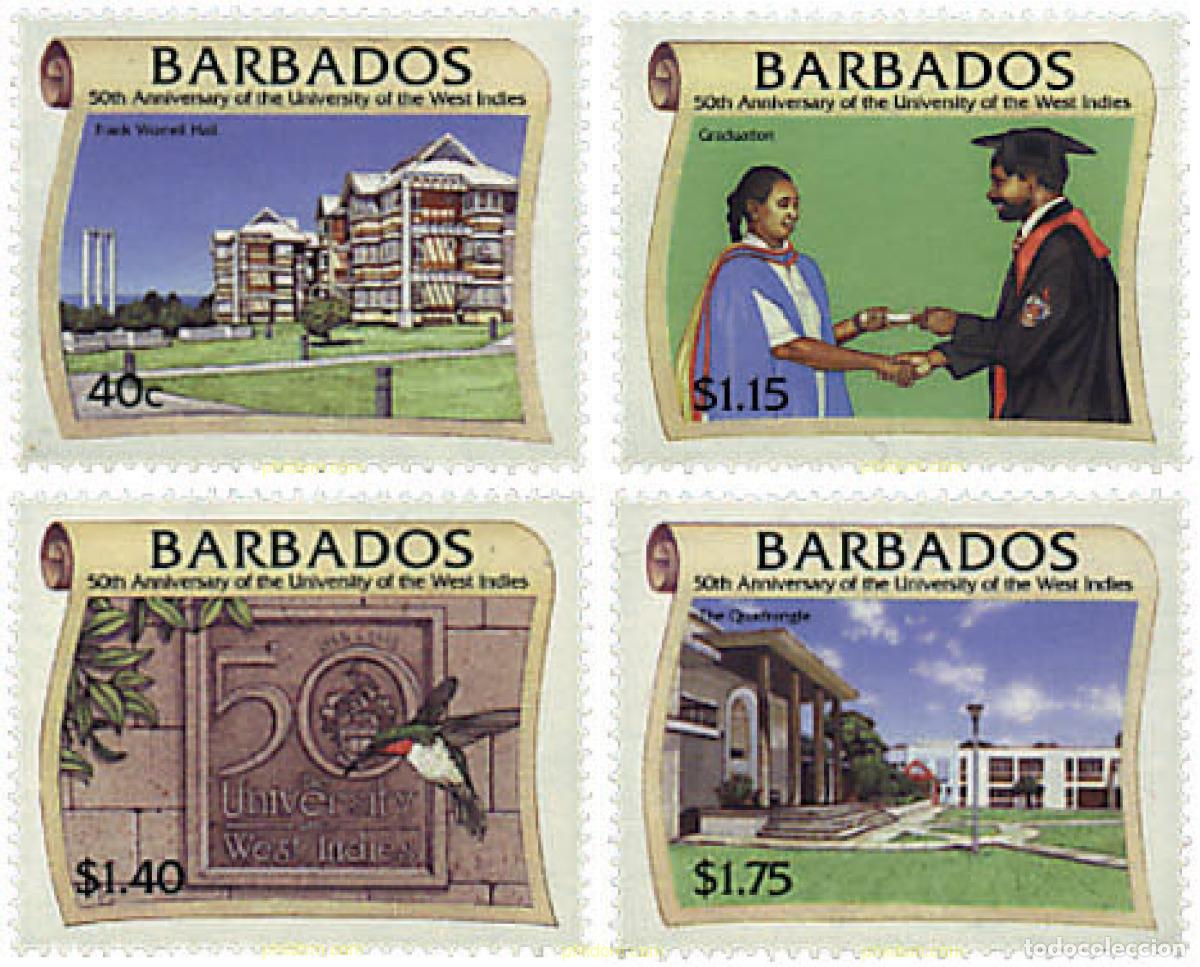 Sellos: 33267 MNH BARBADOS 1998 50 ANIVERSARIO DE LA UNIVERSIDAD DE LAS INDIAS OCCIDENTALES