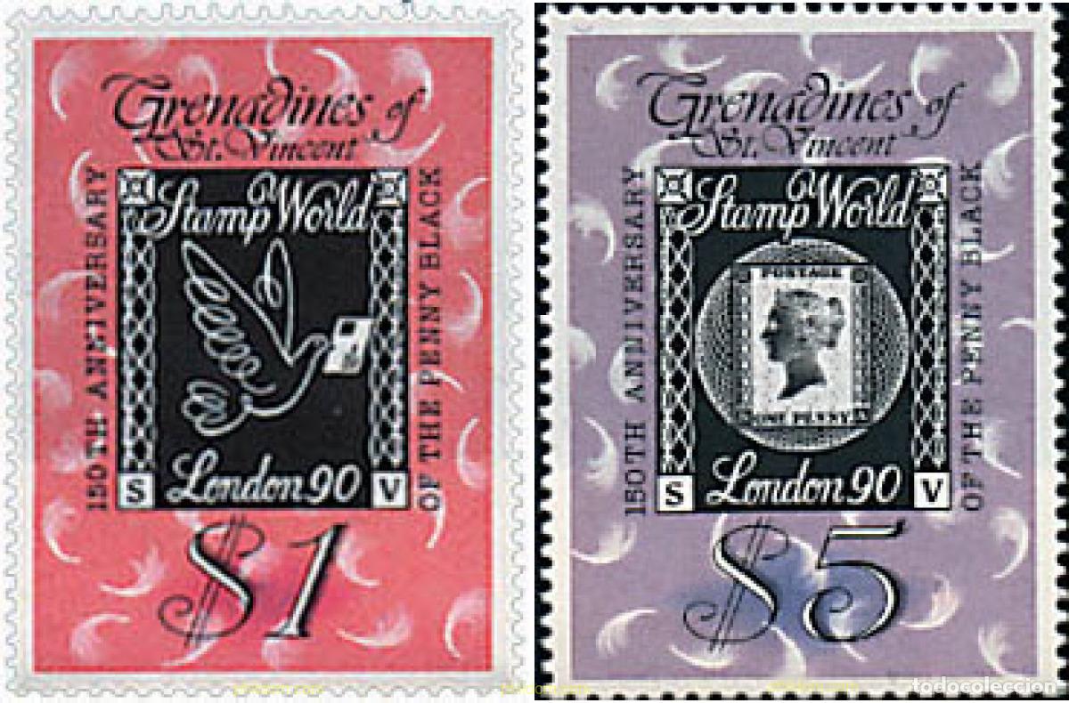 Sellos: 45408 MNH SAN VICENTE GRANADINAS 1990 LONDON 90. EXPOSICION FILATELICA INTERNACIONAL