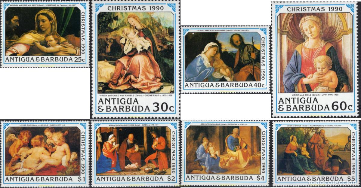 Sellos: 46931 MNH ANTIGUA Y BARBUDA 1990 NAVIDAD. PINTURAS