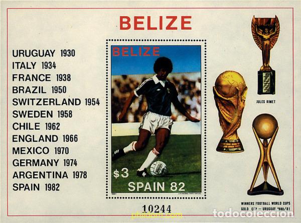 Sellos: 257279 MNH BELIZE 1981 COPA DEL MUNDO DE FUTBOL. ESPA&Ntilde;A-82
