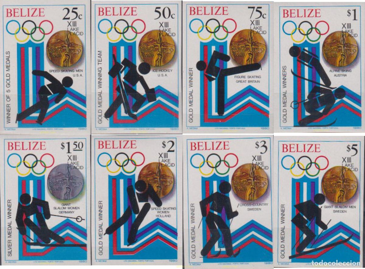Sellos: 16352 MNH BELIZE 1980 MEDALLISTAS DE LOS 13 JUEGOS OLIMPICOS DE INVIERNO. LAKE PLACID 1980