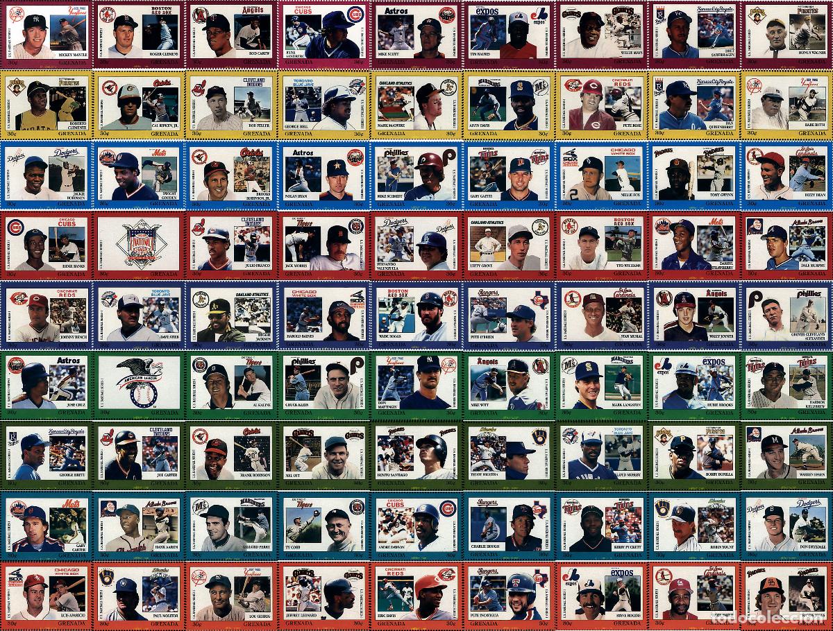 Sellos: 51151 MNH GRANADA 1988 GRANDES JUGADORES DE BEISBOL.