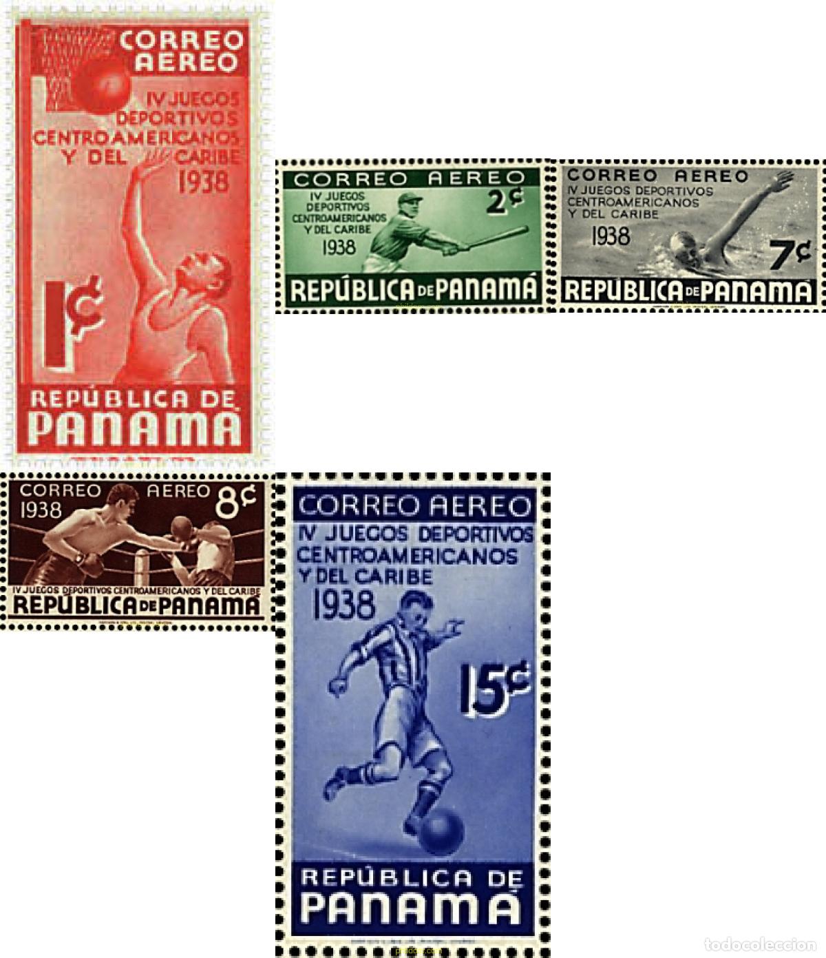 Sellos: 52140 MNH PANAMA 1938 4 JUEGOS DEPORTIVOS CENTROAMERICANOS Y DEL CARIBE