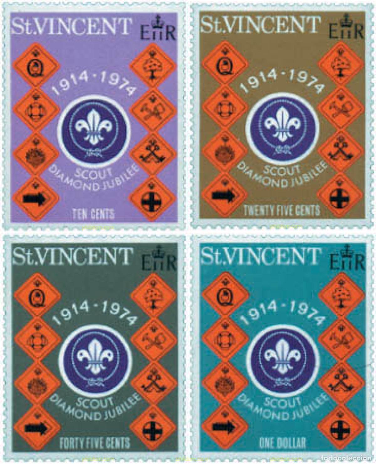 Sellos: 39609 MNH SAN VICENTE 1974 60 ANIVERSARIO DEL ESCULTISMO LOCAL