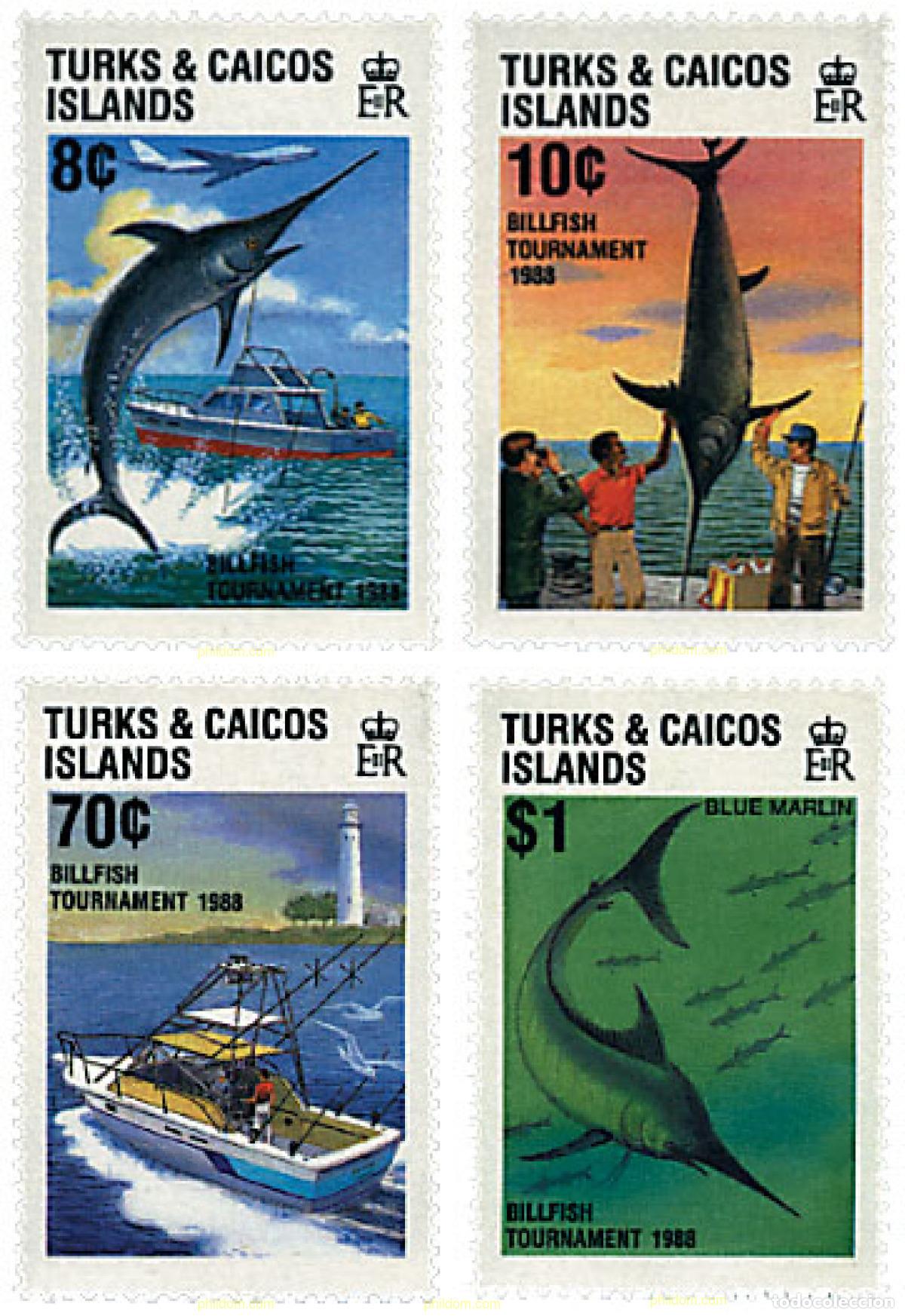 Sellos: 40122 MNH TURKS Y CAICOS 1988 TORNEO DE PESCA DEPORTIVA