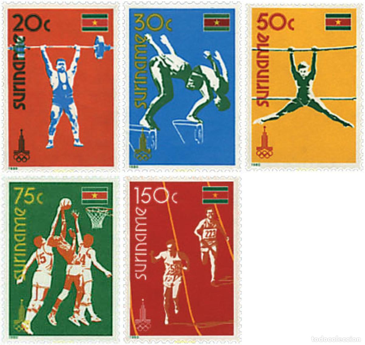 Sellos: 55397 MNH SURINAM 1980 22 JUEGOS OLIMPICOS VERANO MOSCU 1980