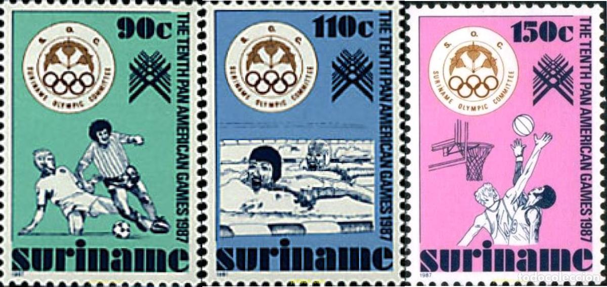 Sellos: 52333 MNH SURINAM 1987 10 JUEGOS PANAMERICANOS