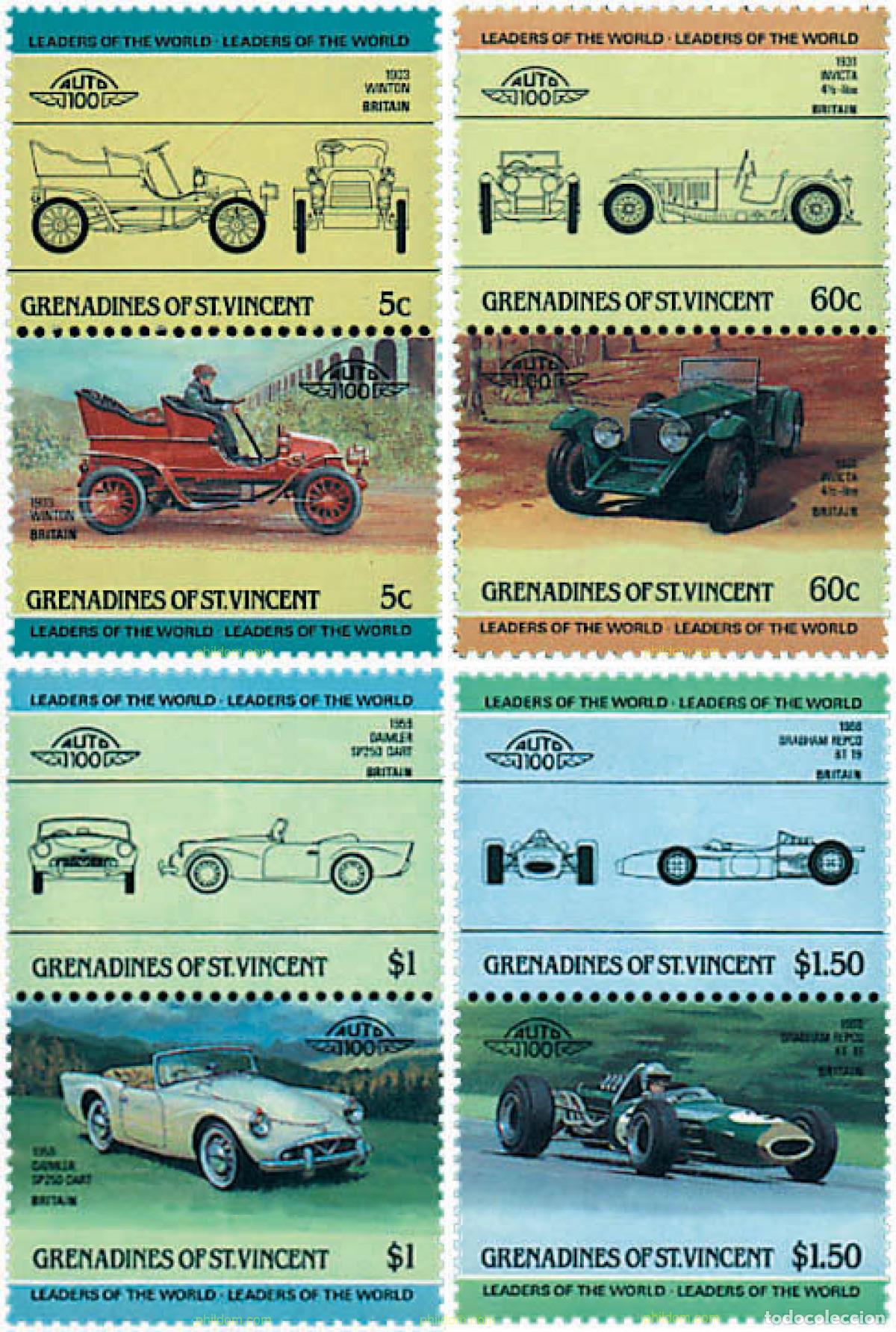 Sellos: 5876 MNH SAN VICENTE GRANADINAS 1985 AUTOMOVILES