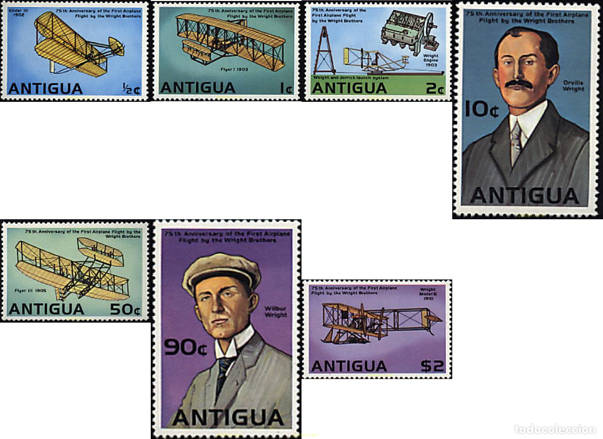 Sellos: 33671 MNH ANTIGUA 1978 75 ANIVERSARIO DEL PRIMER VUELO DE LOS HERMANOS WRIGHT