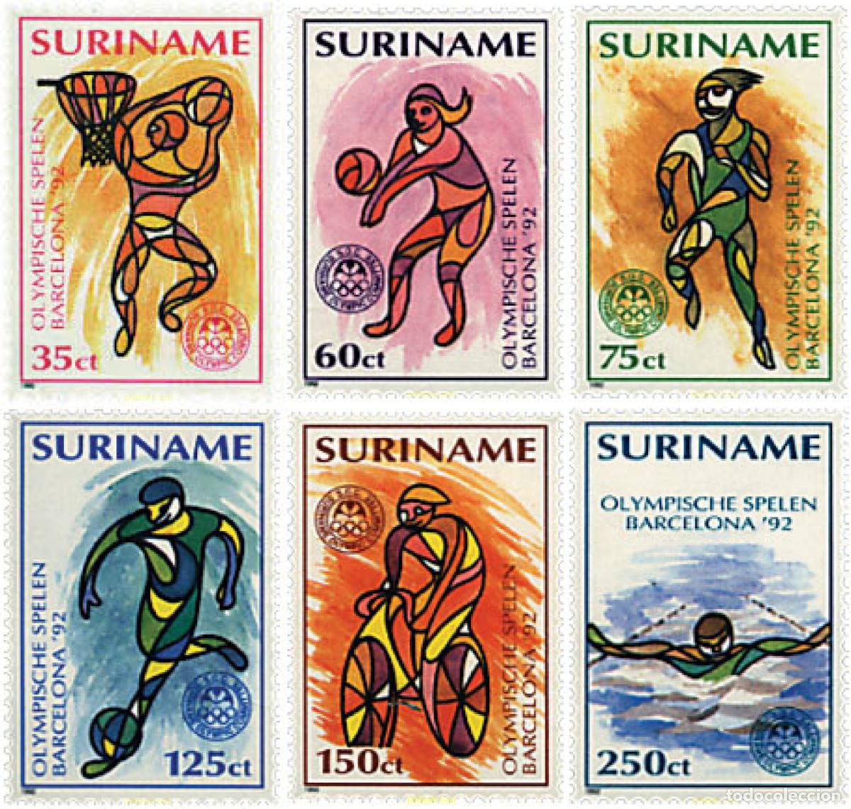 Sellos: 52334 MNH SURINAM 1992 25 JUEGOS OLIMPICOS VERANO BARCELONA 1992