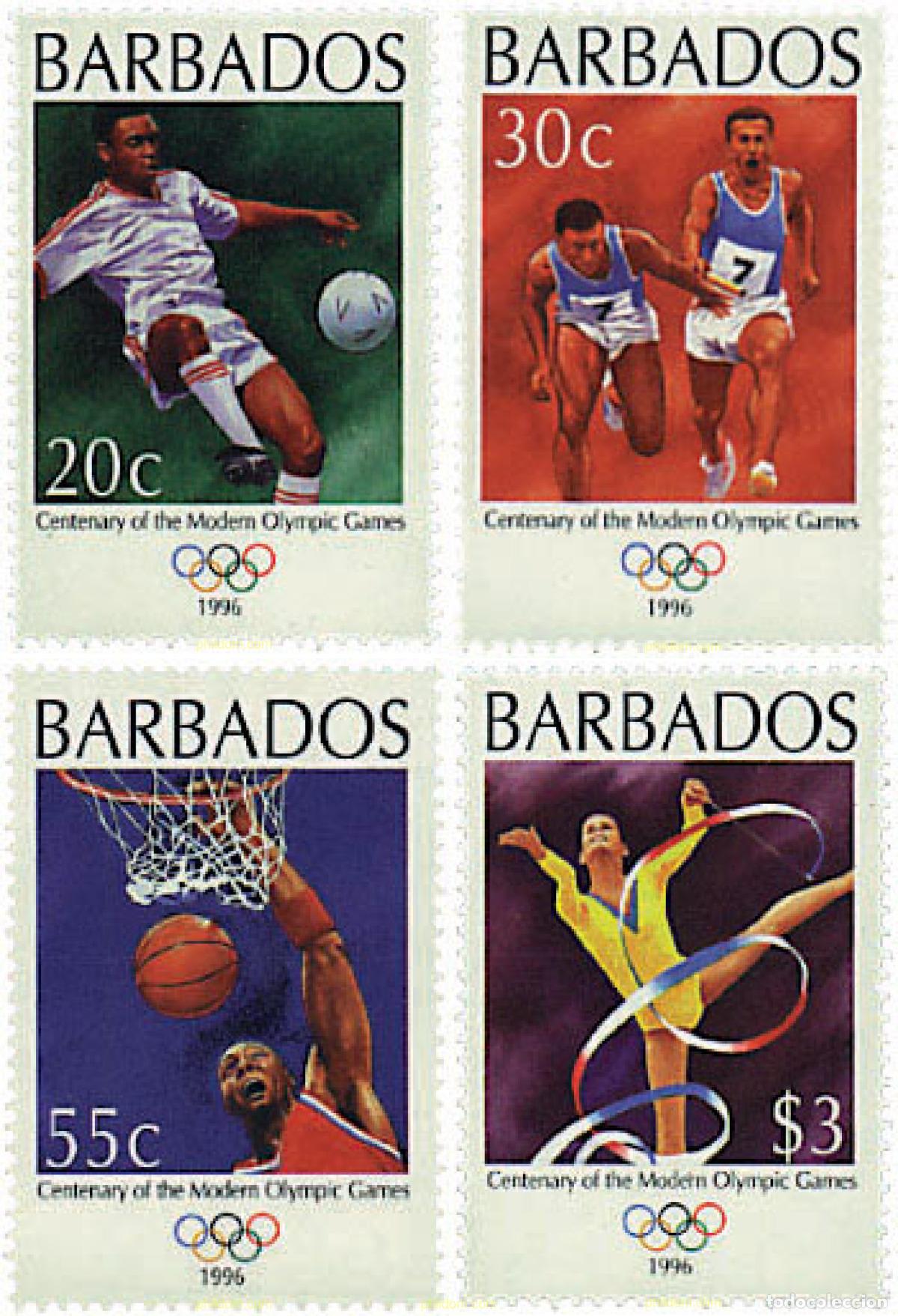 Sellos: 56781 MNH BARBADOS 1996 CENTENARIO DE LOS JUEGOS OLIMPICOS