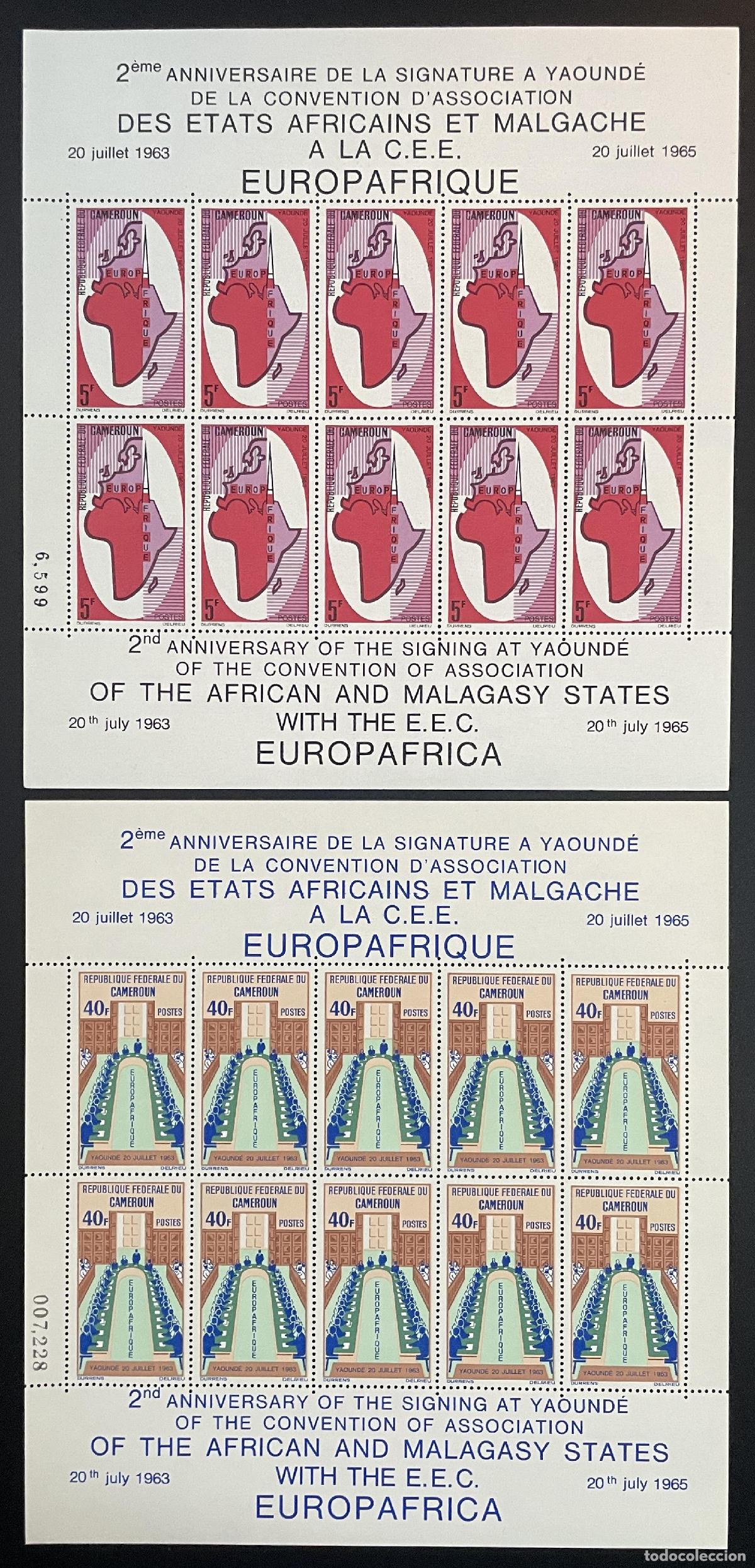 Sellos: Camer&uacute;n 1965 YT 401-402 tabl&oacute;n Asociaci&oacute;n Europafrica Estados africanos