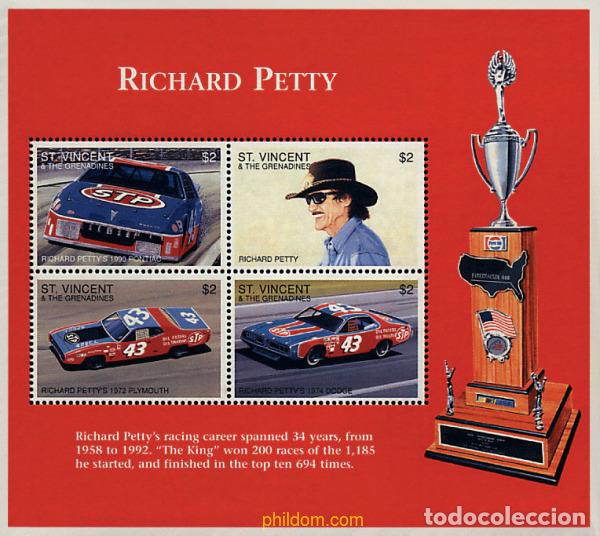 Sellos: 243092 MNH SAN VICENTE 1996 HOMENAJE A RICHARD PETTY