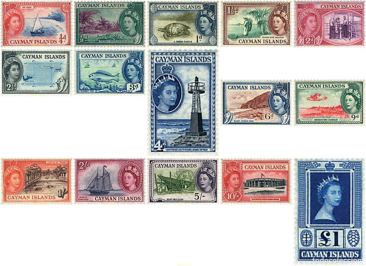 Sellos: 63358 HINGED CAIMAN Islas 1953 REINA ELISABETH II