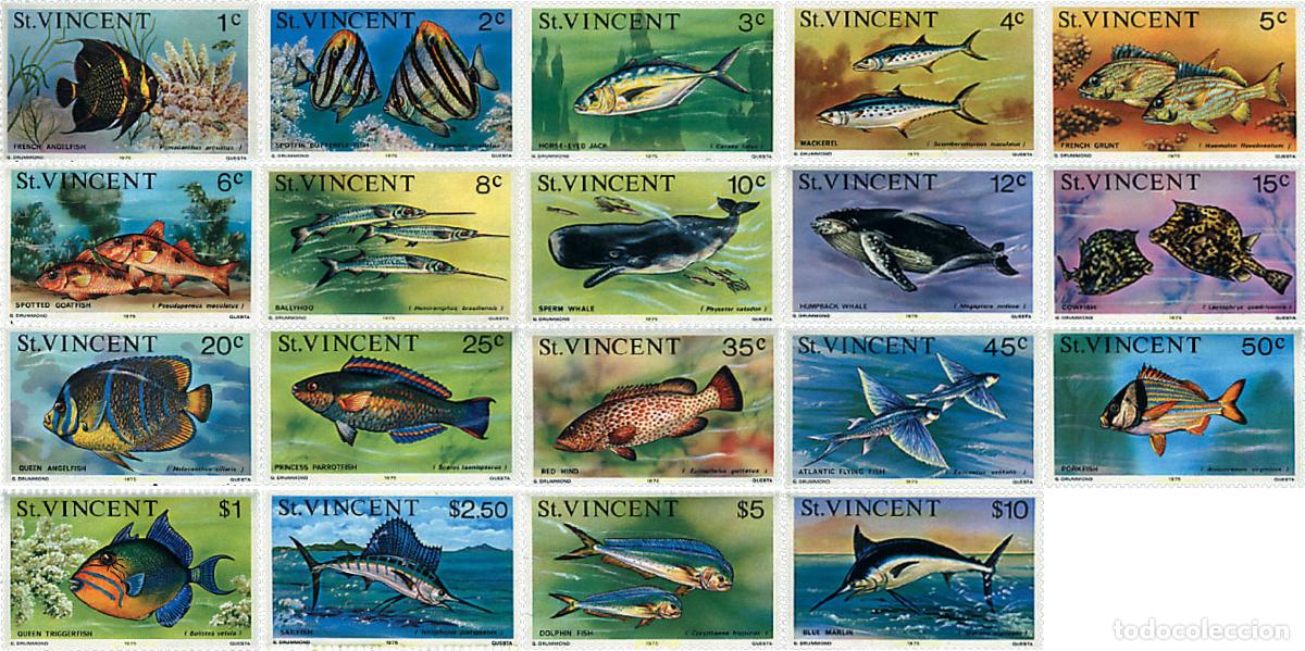 Sellos: 28433 MNH SAN VICENTE 1975 FAUNA MARINA