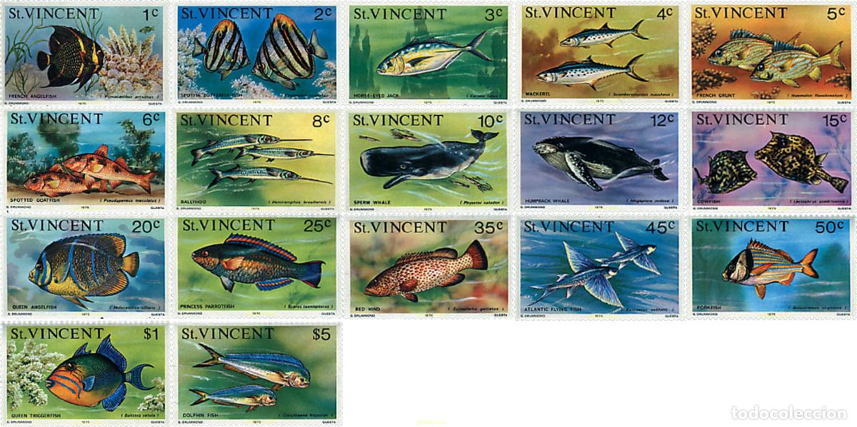 Sellos: 370173 MNH SAN VICENTE 1975 FAUNA MARINA