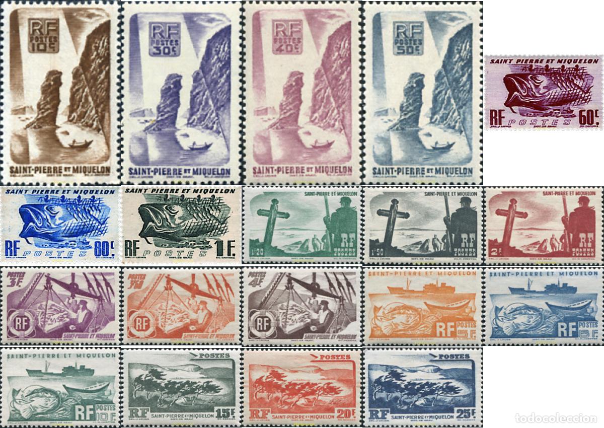 Sellos: 673291 HINGED SAN PEDRO Y MIQUELON 1947 MOTIVOS VARIOS