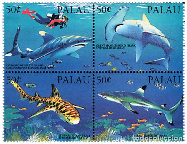 Sellos: 10720 MNH PALAU 1993 TIBURONES DE PALAU