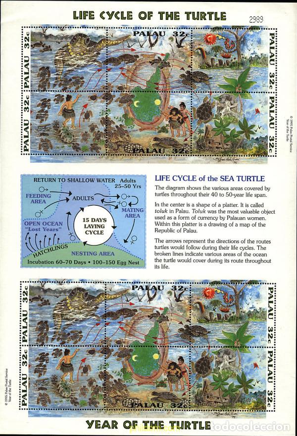 Timbres: 11940 MNH PALAU 1995 CICLO DE LA TORTUGA