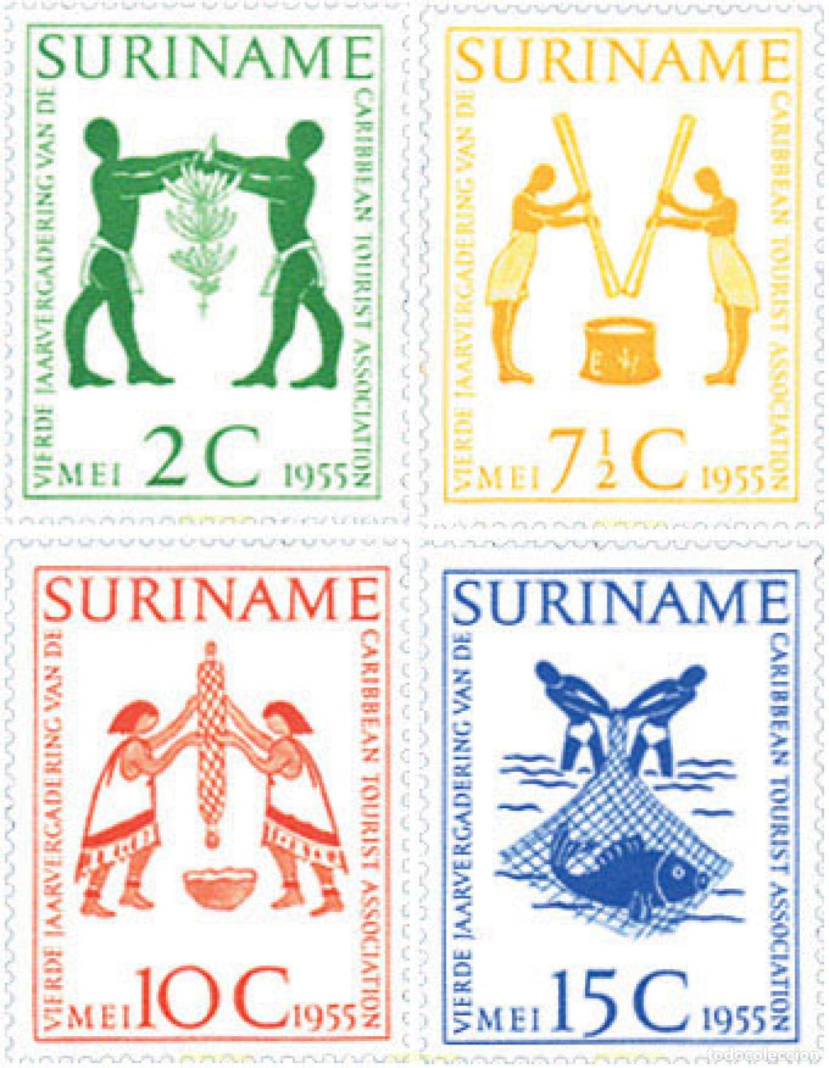 Briefmarken: 364821 HINGED SURINAM 1955 4 ANIVERSARIO DE LA ASOCIACION DE TURISMO DEL CARIBE