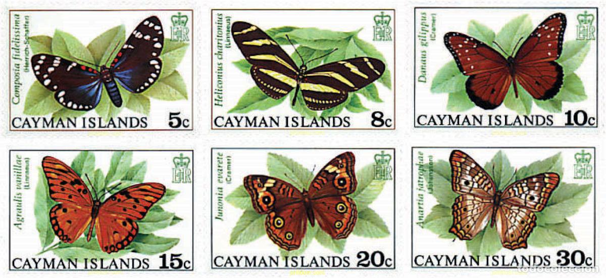 Sellos: 75603 MNH CAIMAN Islas 1977 MARIPOSAS