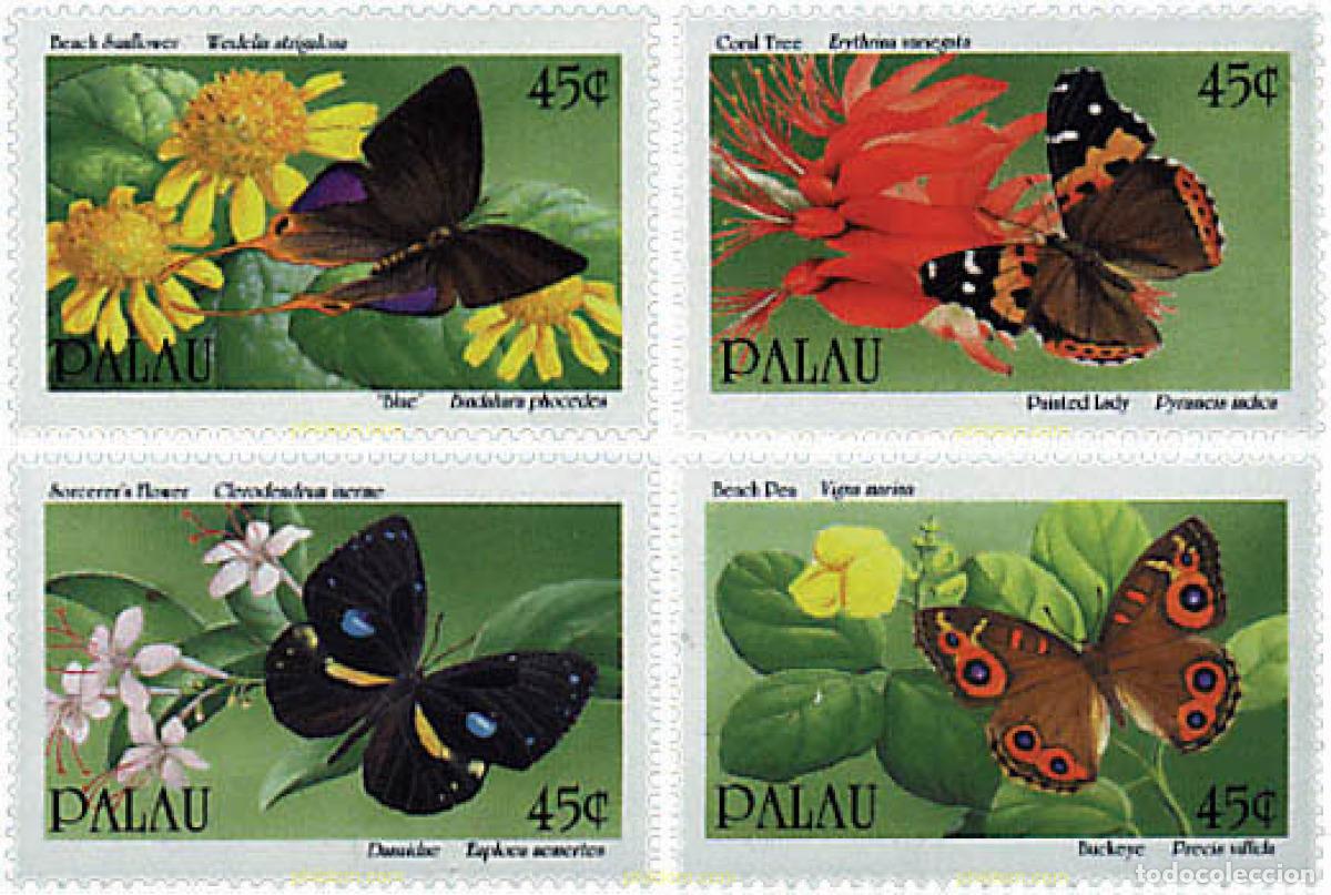 Sellos: 94092 MNH PALAU 1990 MARIPOSAS Y FLORES