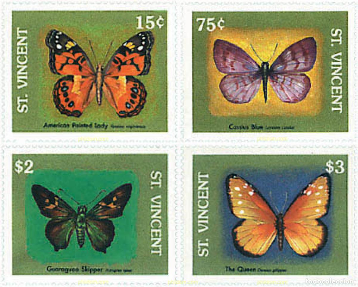 Sellos: 360147 MNH SAN VICENTE 1989 MARIPOSAS