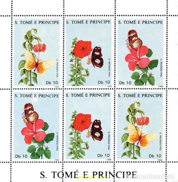 Sellos: 8690 MNH SANTO TOME Y PRINCIPE 1988 MARIPOSAS Y FLORES