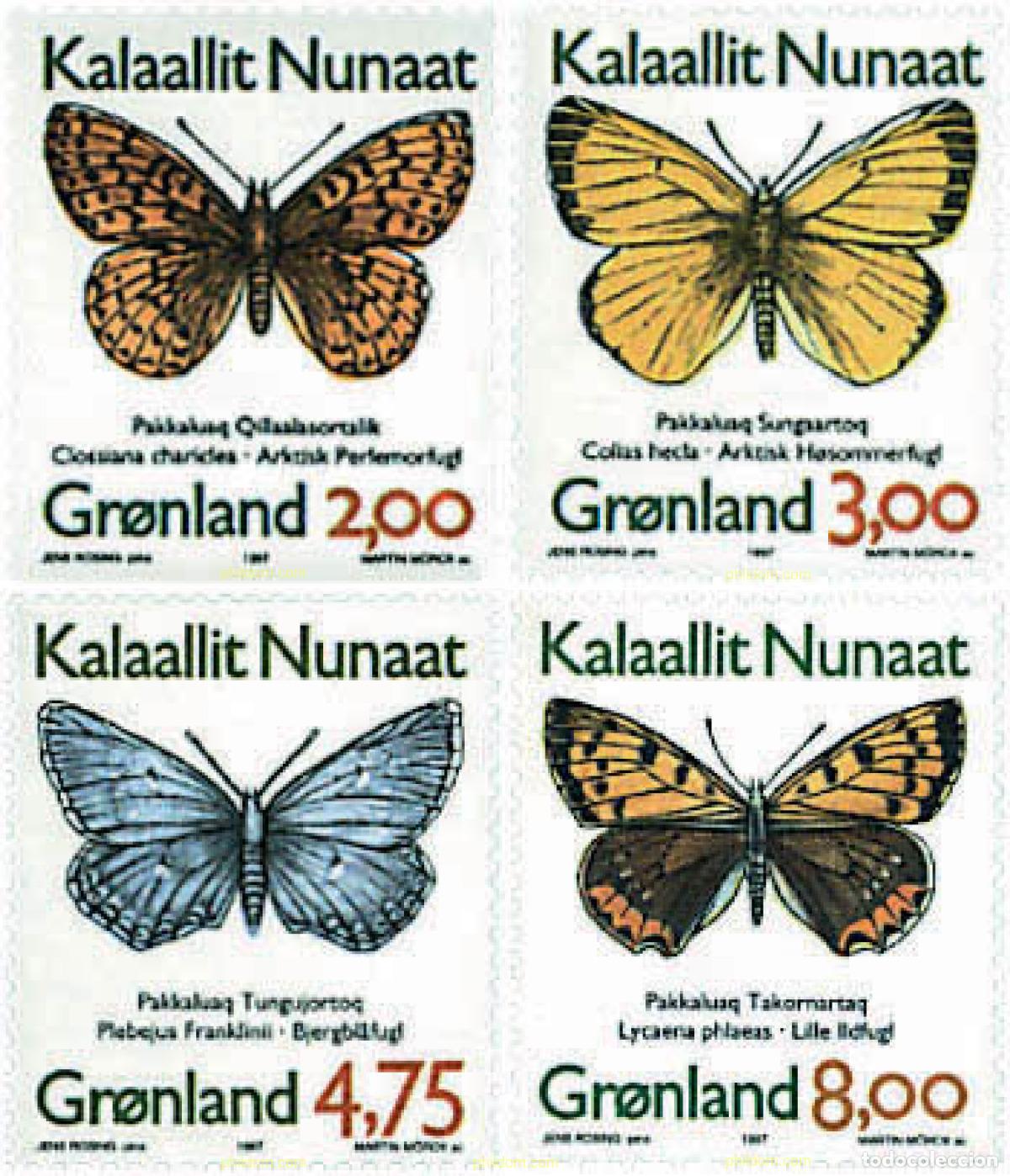 Sellos: 76145 MNH GROENLANDIA 1997 MARIPOSAS DE GROENLANDIA