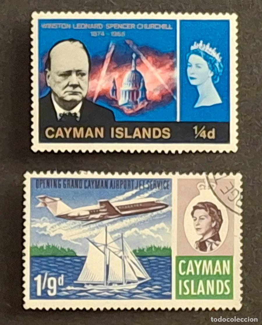 Sellos: 1966, Islas Caim&aacute;n, 2 sellos con fijasellos