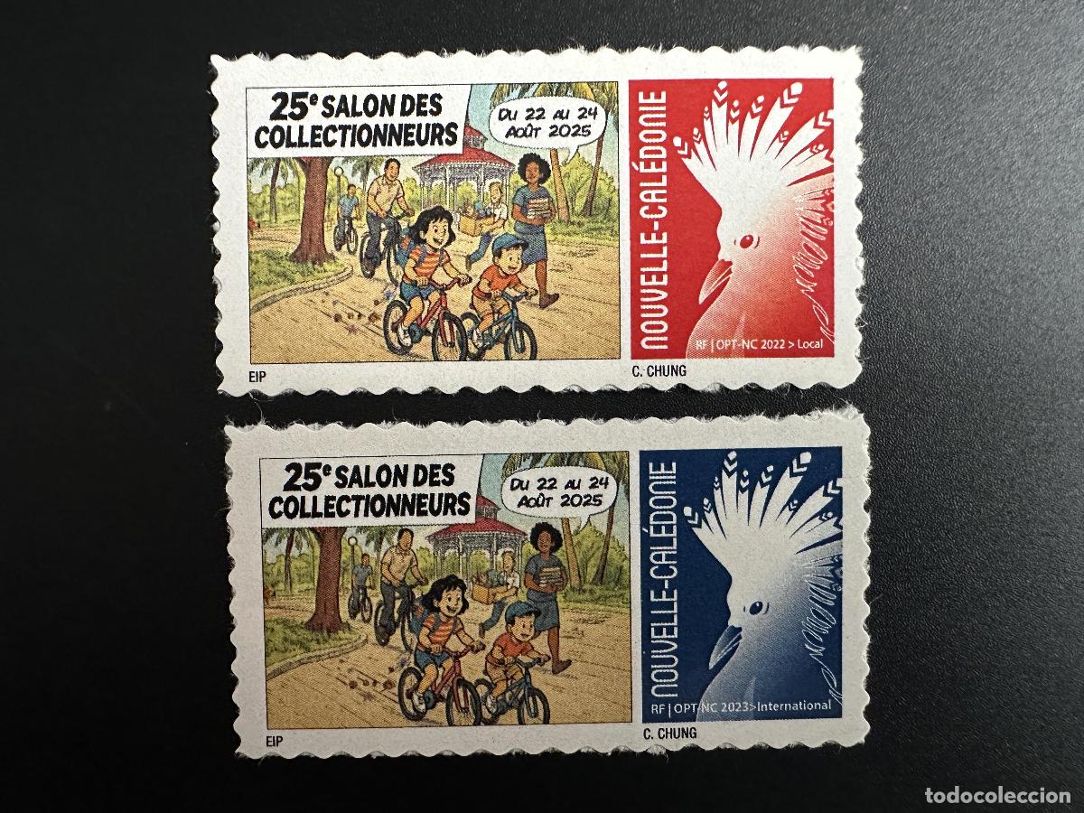 Sellos: Nueva Caledonia 2025 YT? Pegatina para sala de estar coleccionistas bicicletas ni&ntilde;os Cagou