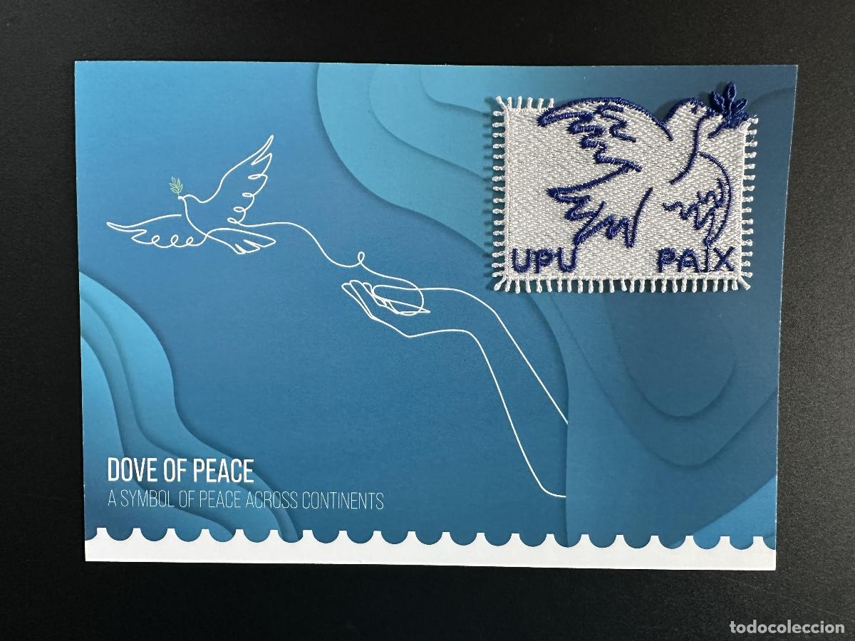 Sellos: Tarjeta UPU 2025 con bordado inusual de Dove of Peace edici&oacute;n conjunta
